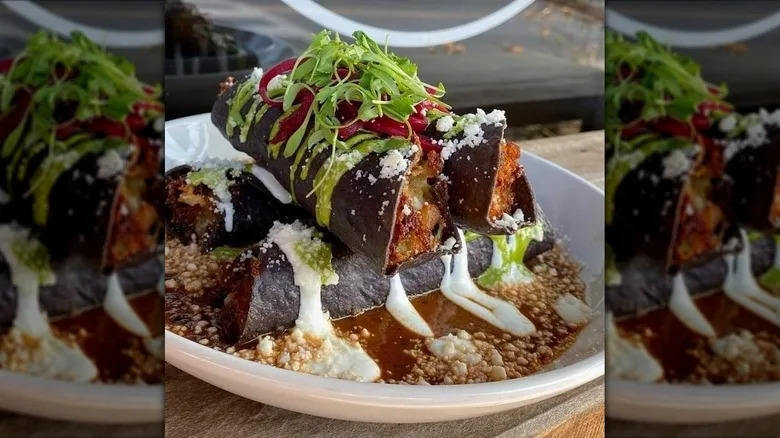 Blue corn taquitos at Momocho