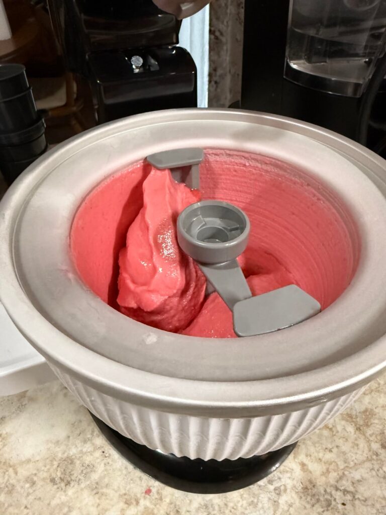 Homemade Raspberry Sorbet.