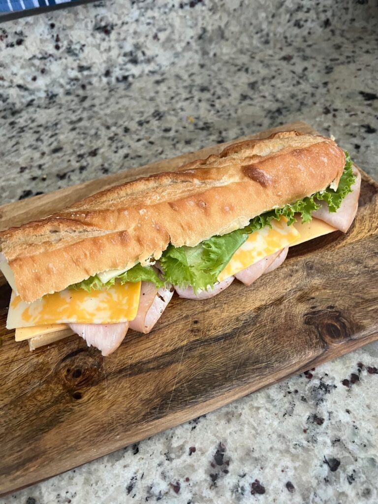 Turkey and Cheese on a Baguette