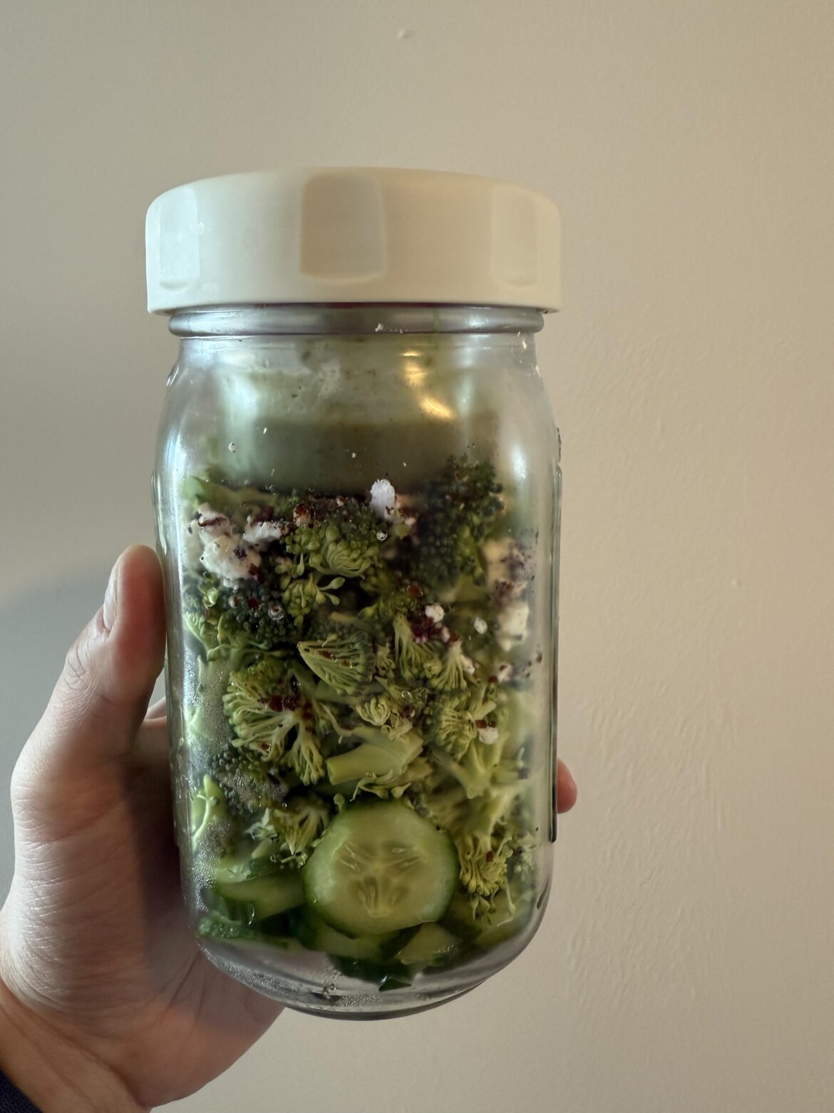 My meal prepped Green Goddess Jar salad. 410 calories.