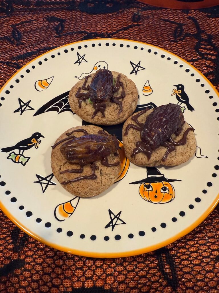 I made some creepy cockroach cookies for Halloween.