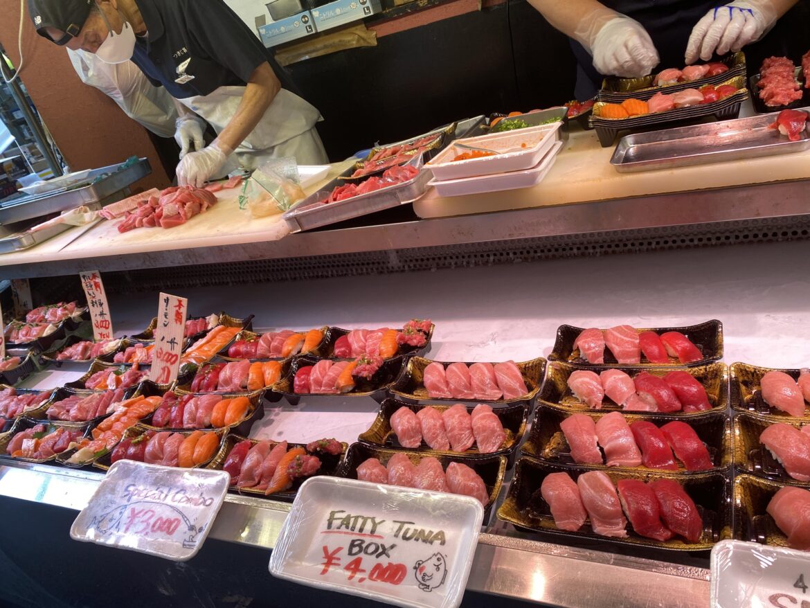 Freshly made sushi in Japan