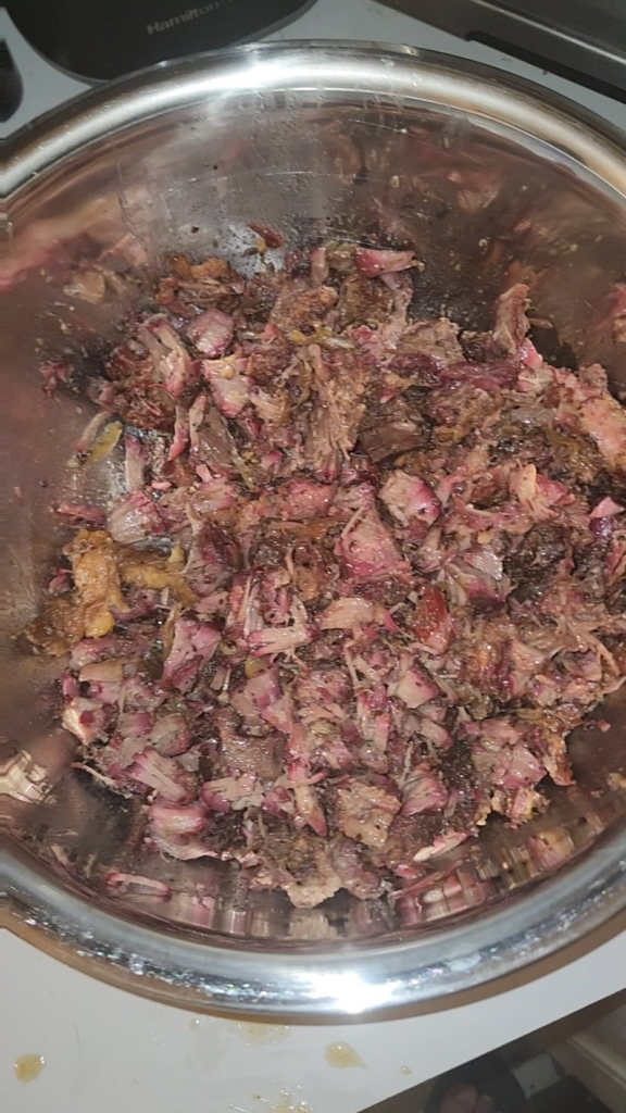 ox tail and beef shank taco meat