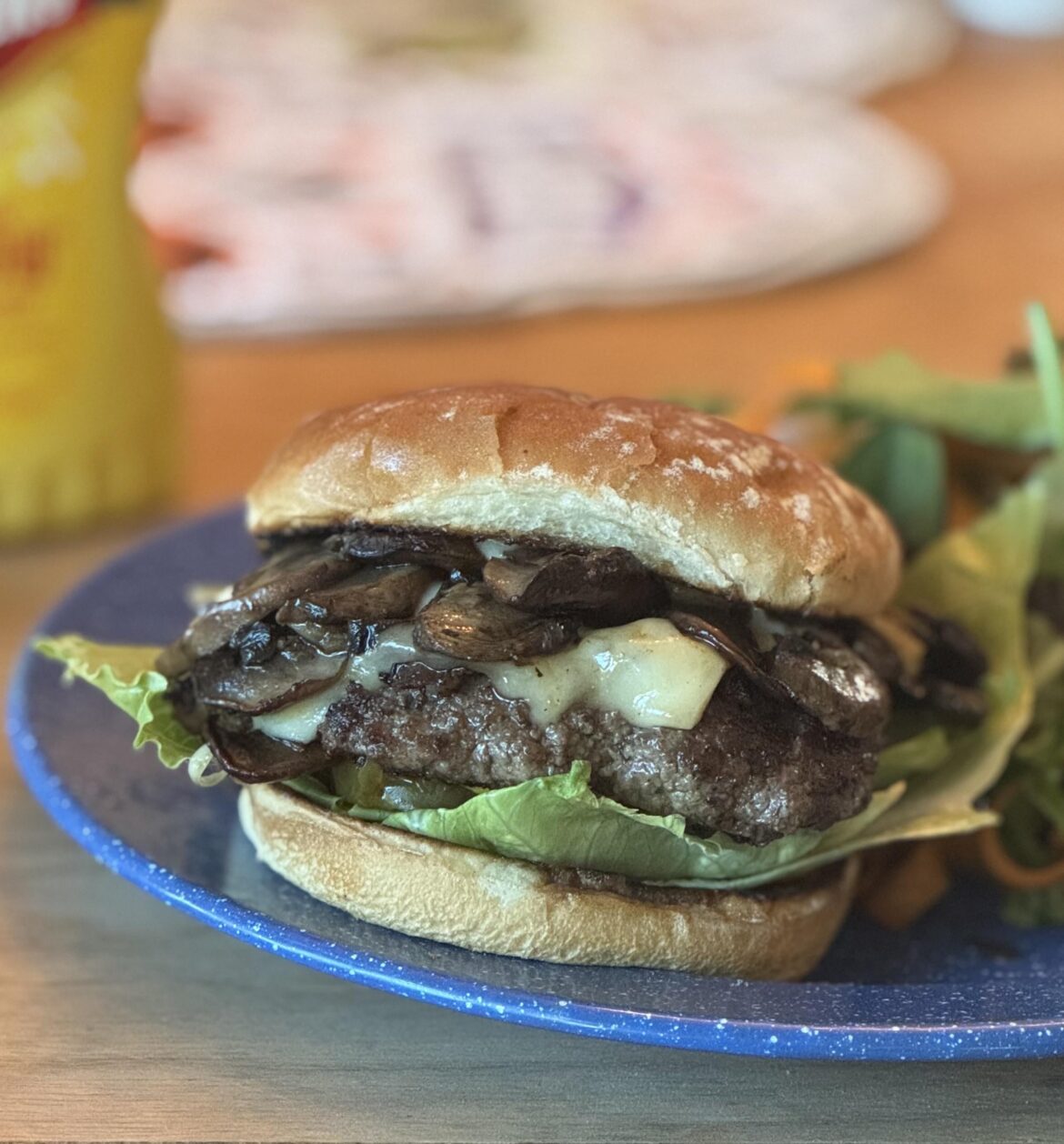 Garlic-Mushroom Swiss Burger
