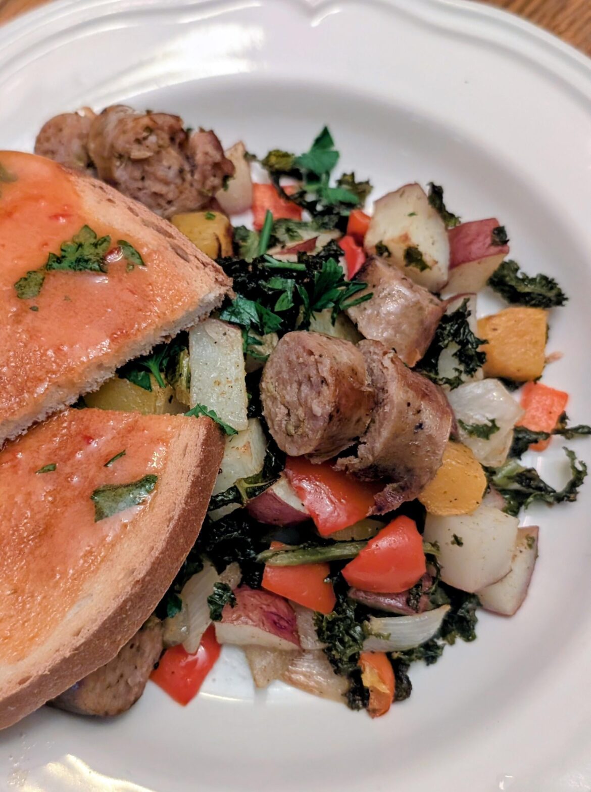 Roasted Italian sausage with butternut hash Roasted Italian sausage with butternut hash