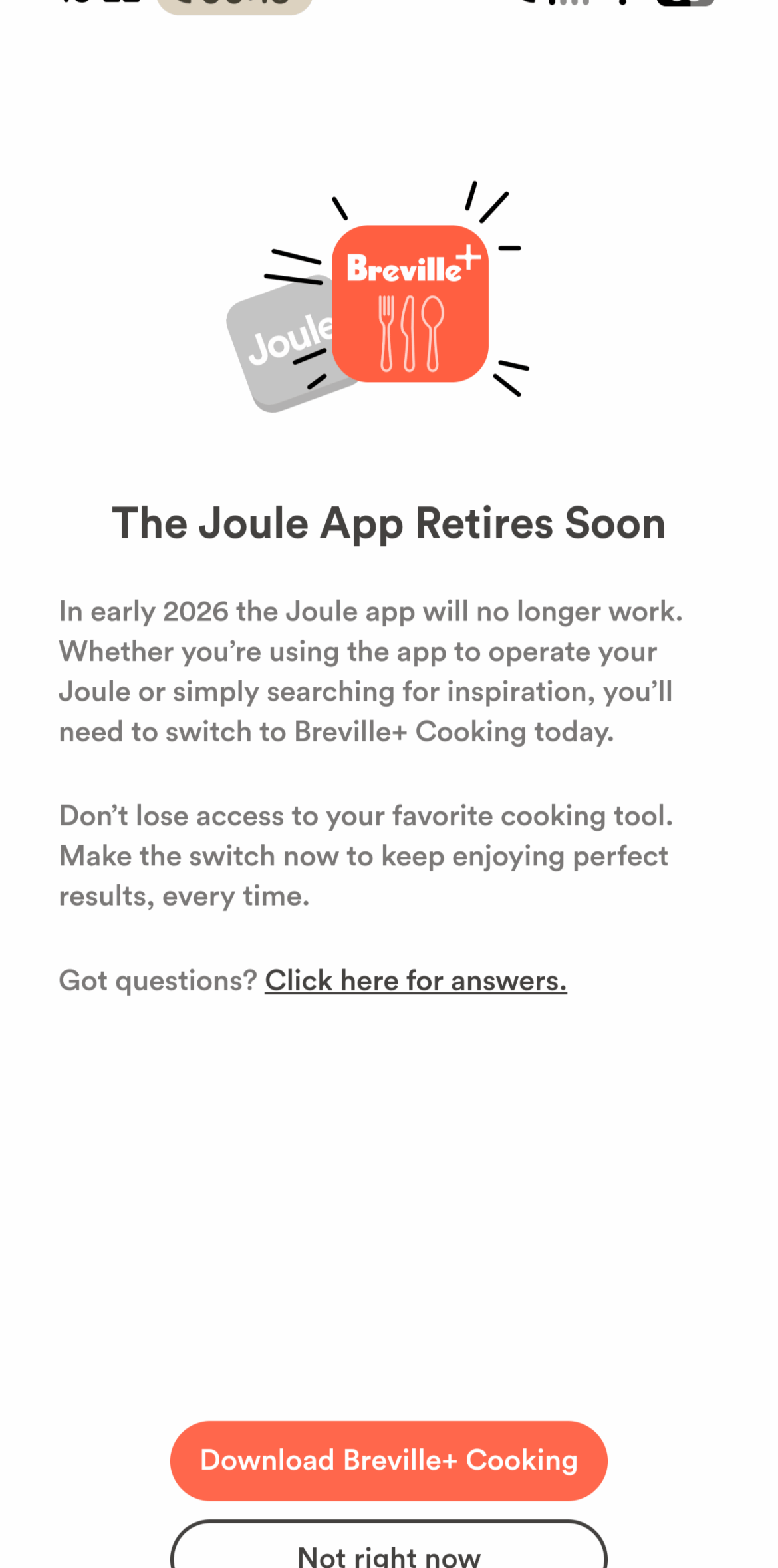 Breville + cooking app to replace the Joule app.