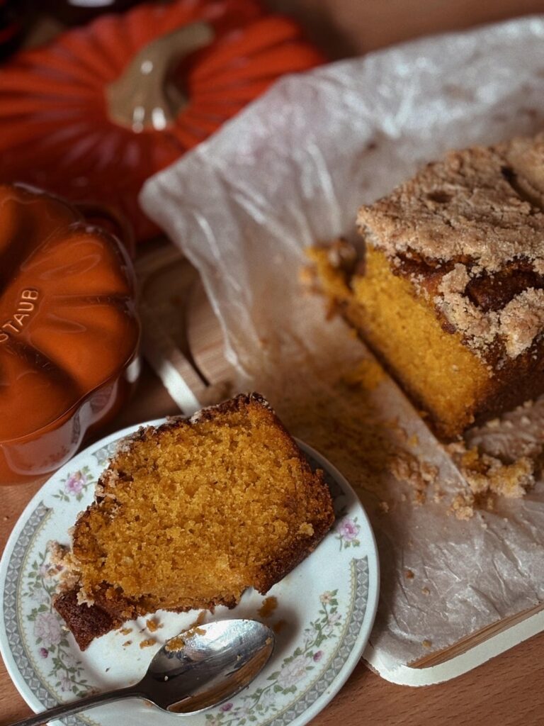 Cinnamon pumpkin crumble cake made in the air fryer! I’ve always wanted to taste the air fryers limits
