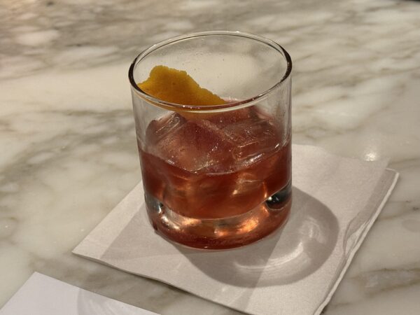 Drink: Americano - Aplos arise, housemade hibiscus bitter, zero proof sweet vermouth