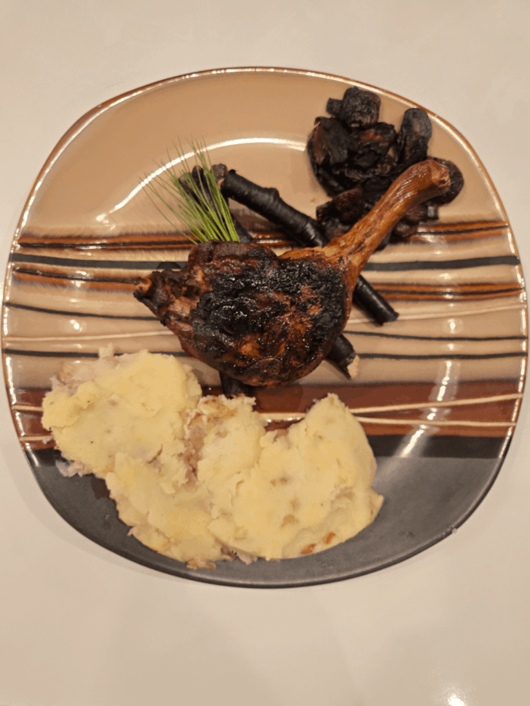 Pine Duck, Mashed and Mushrooms