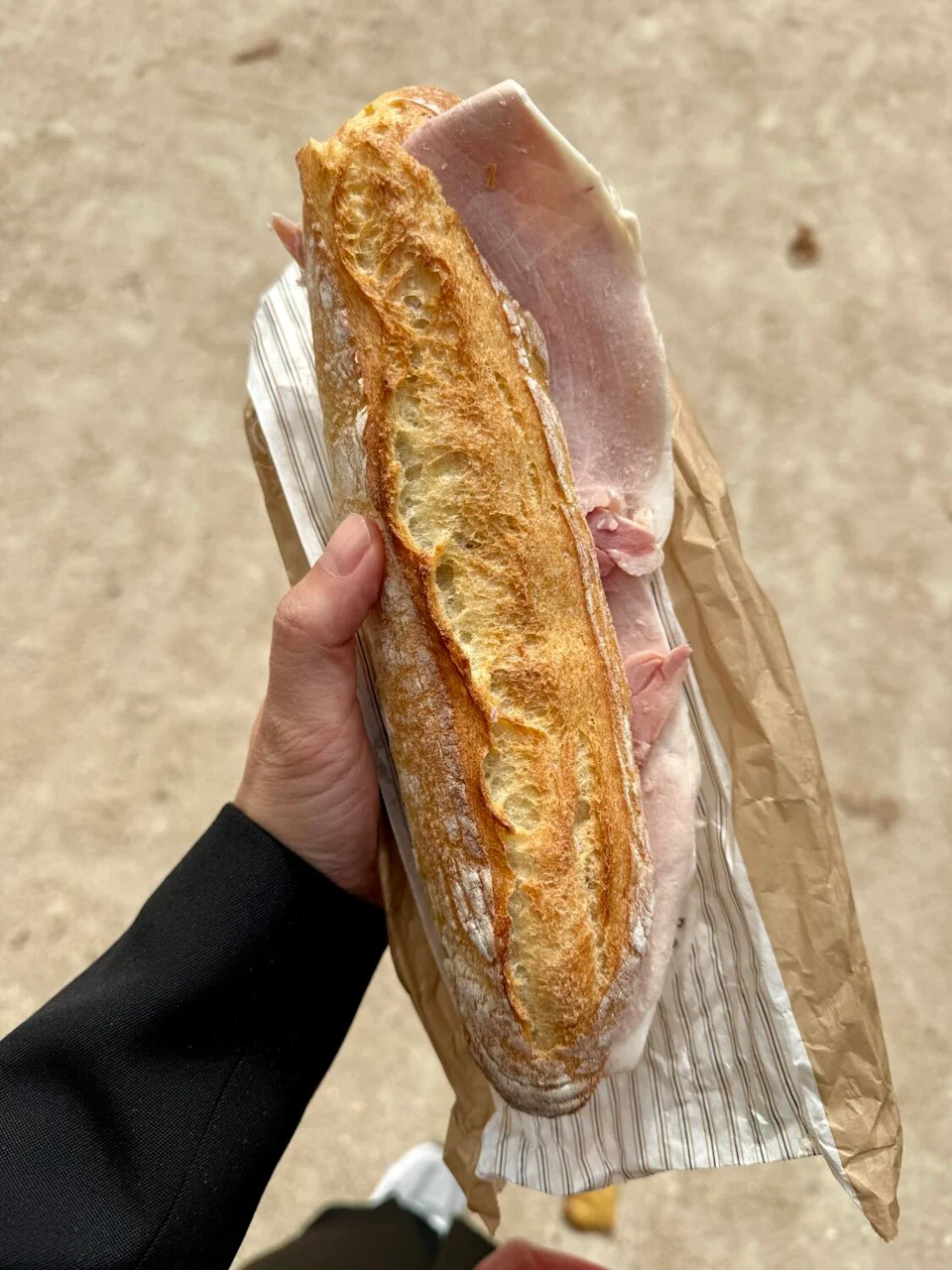 A jambon beurre sandwich from Le Petit Vendome in Paris.