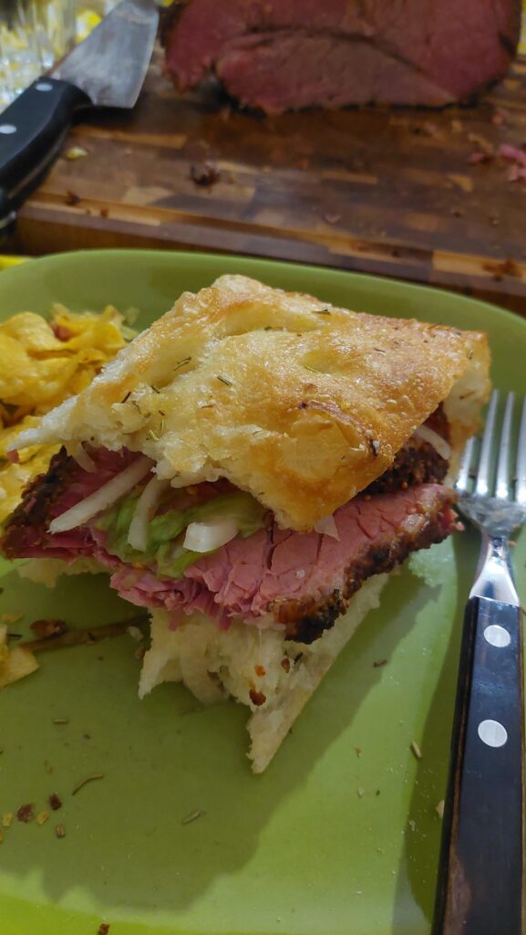 Focaccia with Pastrami