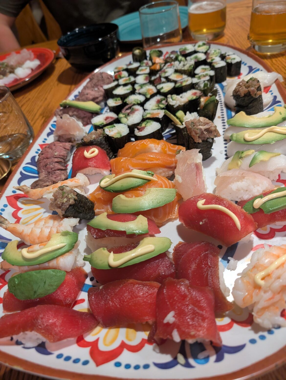 Homemade Sushi. Tuna, Salmon, Snapper, Seabass, and Shrimp