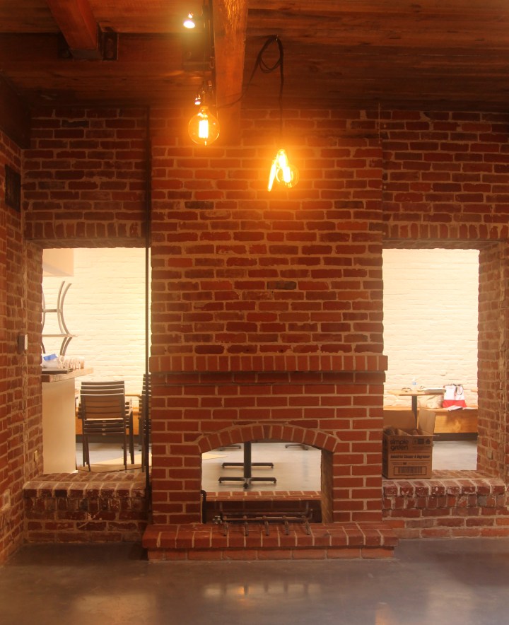 The fireplace, looking from the bar to the dining room, at the future Agrodolce. Photo: Kate Williams
