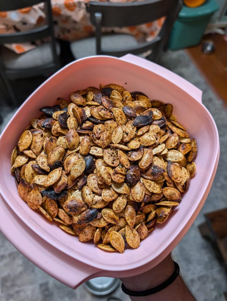 Carved some pumpkins so I had to make some smoked pumpkin seeds!!