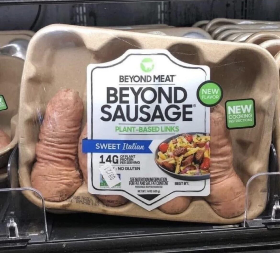 Flaccid meatless sausages
