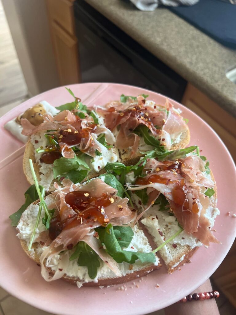 Prosciutto & jam sandwiches