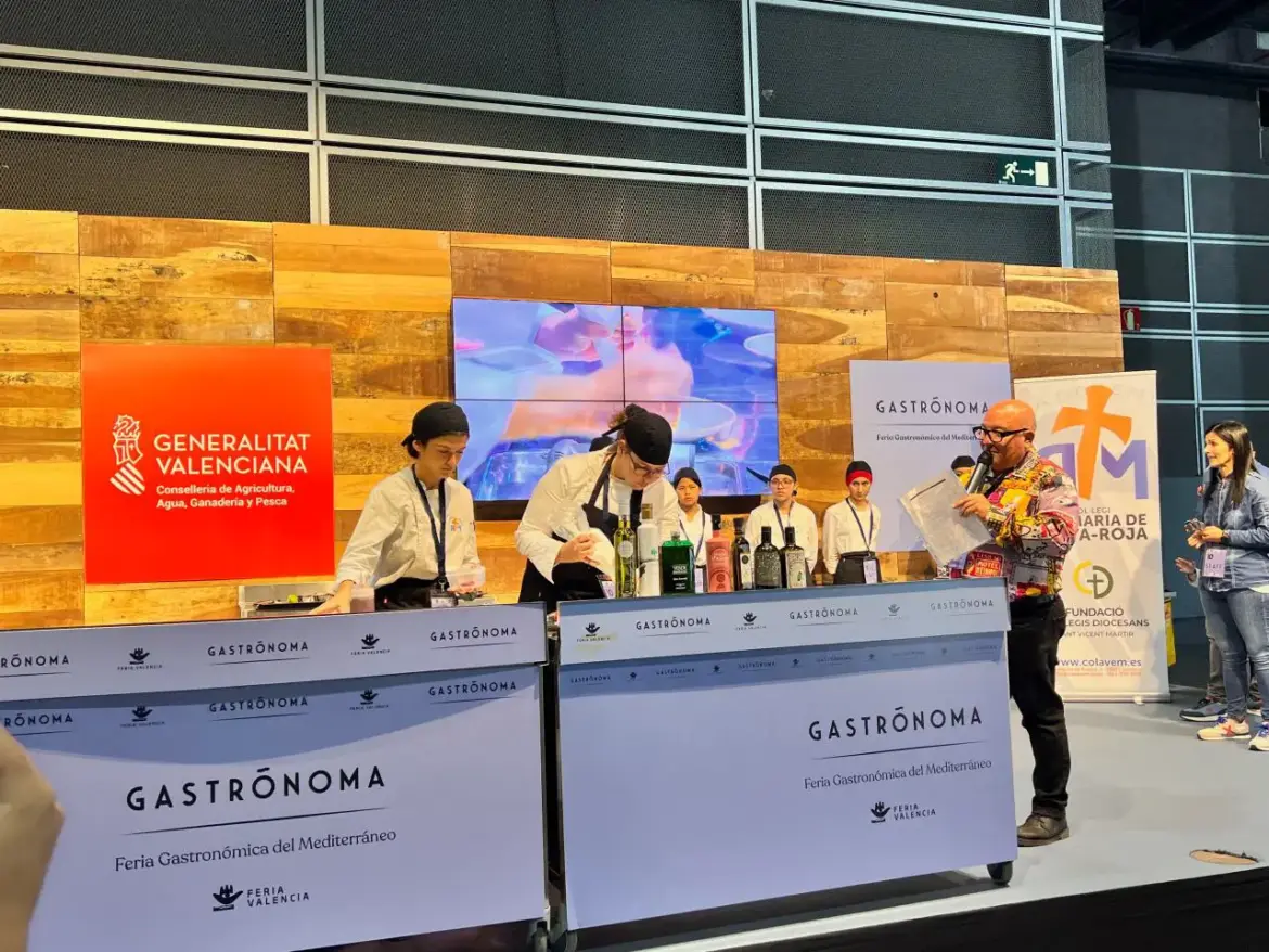 Chefs and presenters at Gastrónoma 2025 culinary stage in Feria Valencia