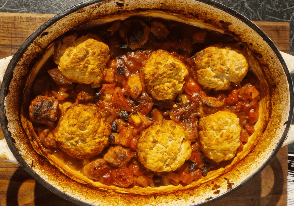 Made a sausage stew for dinner. The wife wasn't impressed I had baked the dumplings by taking the lid off instead steaming them by keeping it on. Who is correct me or her?