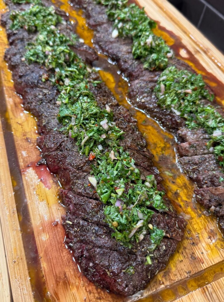 Skirt steak, chicken, sausage & provolone w/ fresh chimi!