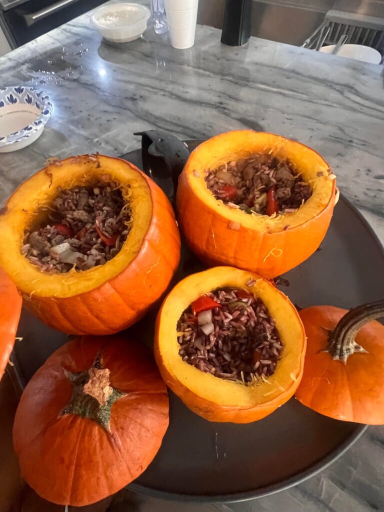 My dinner in a pumpkin.
