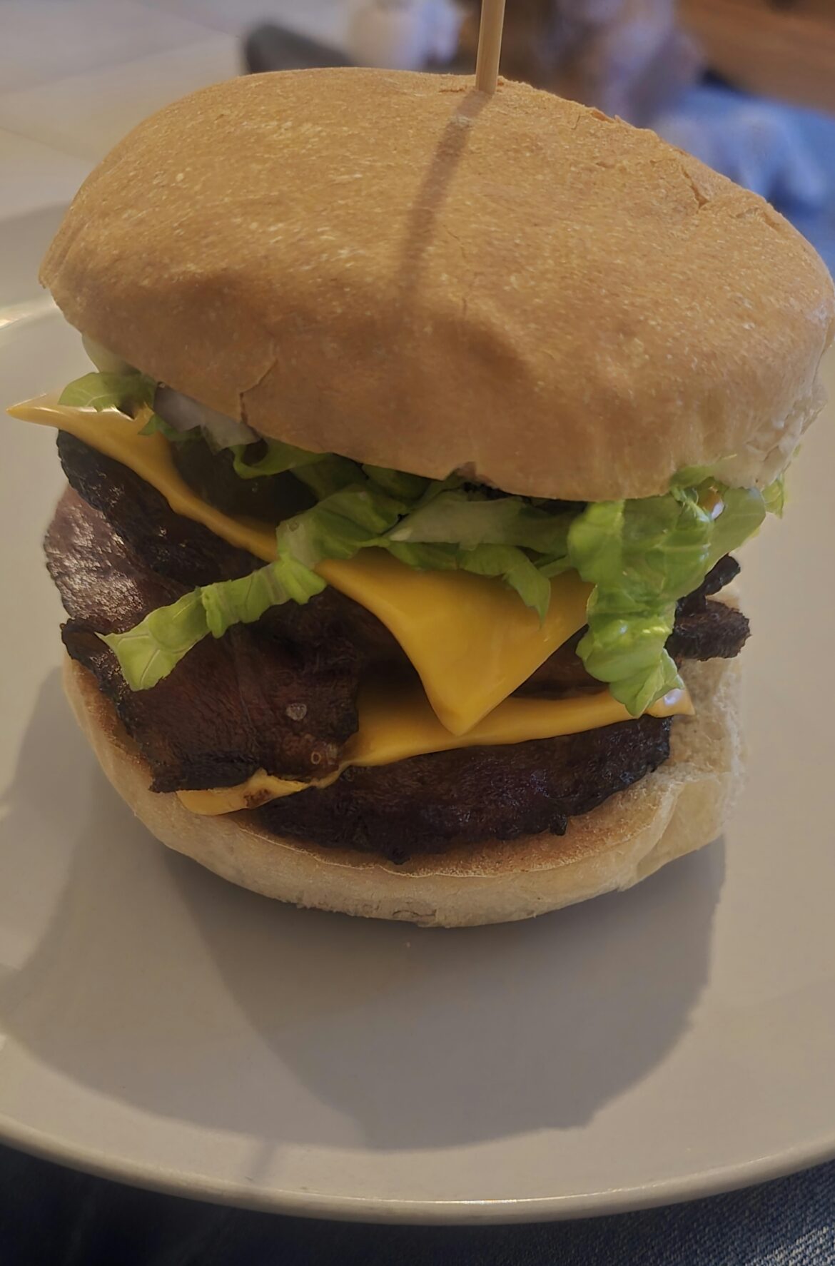 Bacon double cheeseburger homemade gurkins mustard mayo midweek dinner