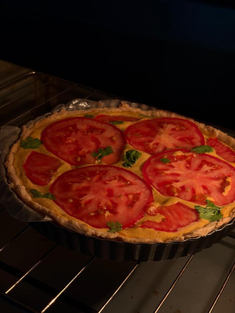 Found some heirloom tomatoes and I couldn’t resist making an eggless quiche Found some heirloom tomatoes and I couldn't resist making an eggless quiche