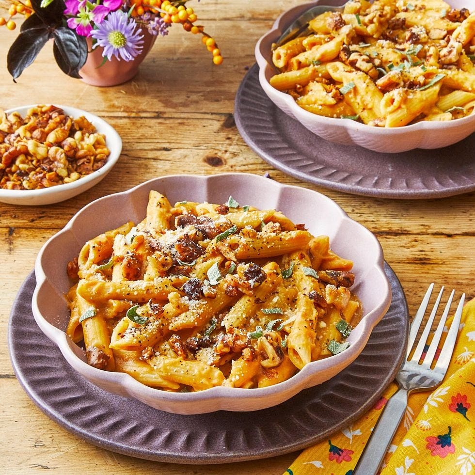 creamy butternut squash pasta halloween dinner