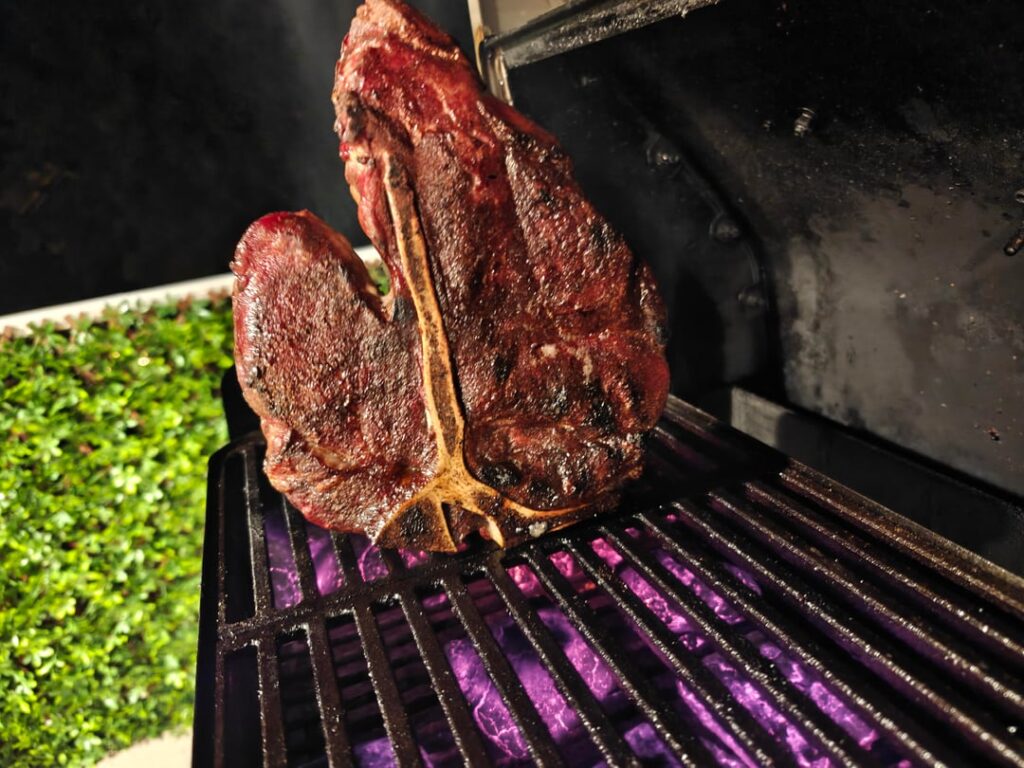 Porterhouse on charcoal Weber go anywhere