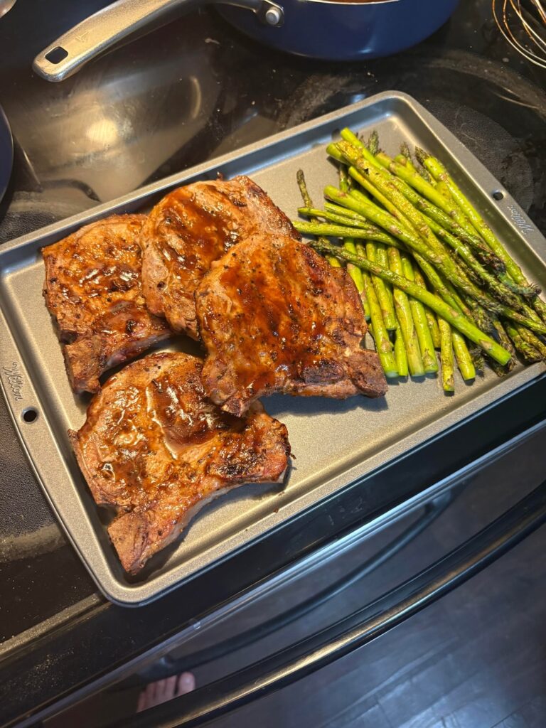 Grilled some great pork chops and asparagus the other night