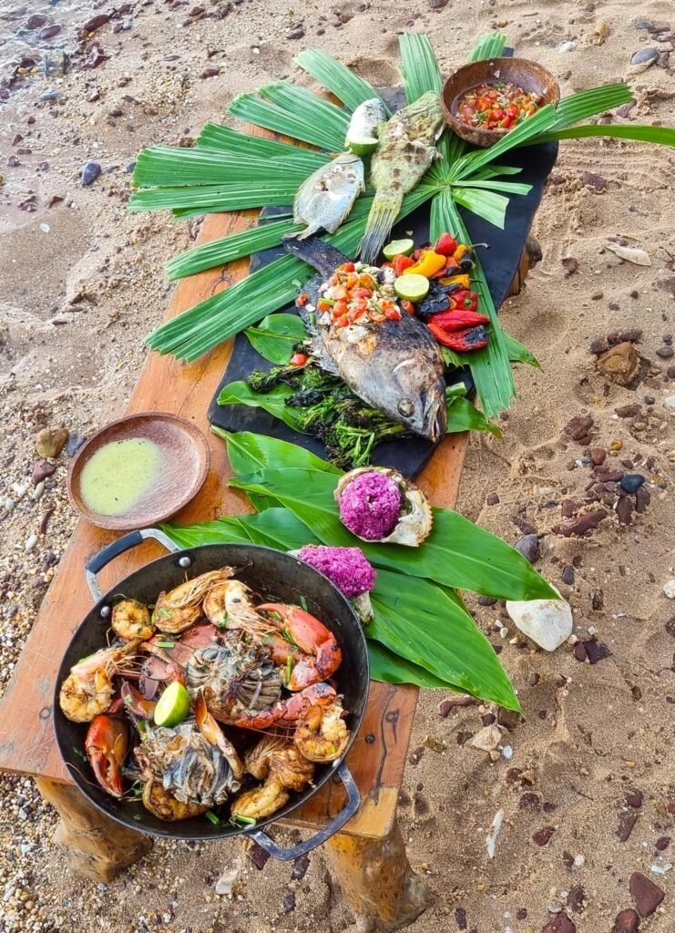 I went back to my favorite island for a seafood dinner on the beach at sunset. Everything cooked outdoor over an open fire.