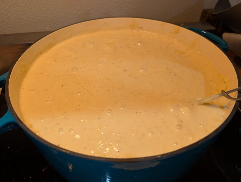 6 pounds of cheese.... into cheese sauce...into freeze dried cheese sauce.