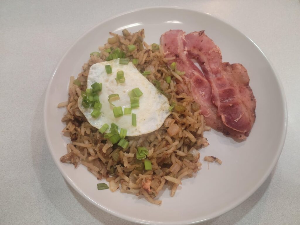 Big ol breakfast plate, 322 cal