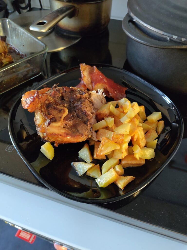 Pork leg and potatoes from the oven