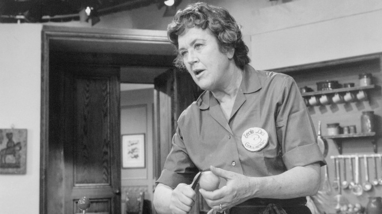 Julia Child doing a cooking demonstration