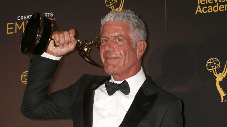 Anthony Bourdain, winning an Emmy.