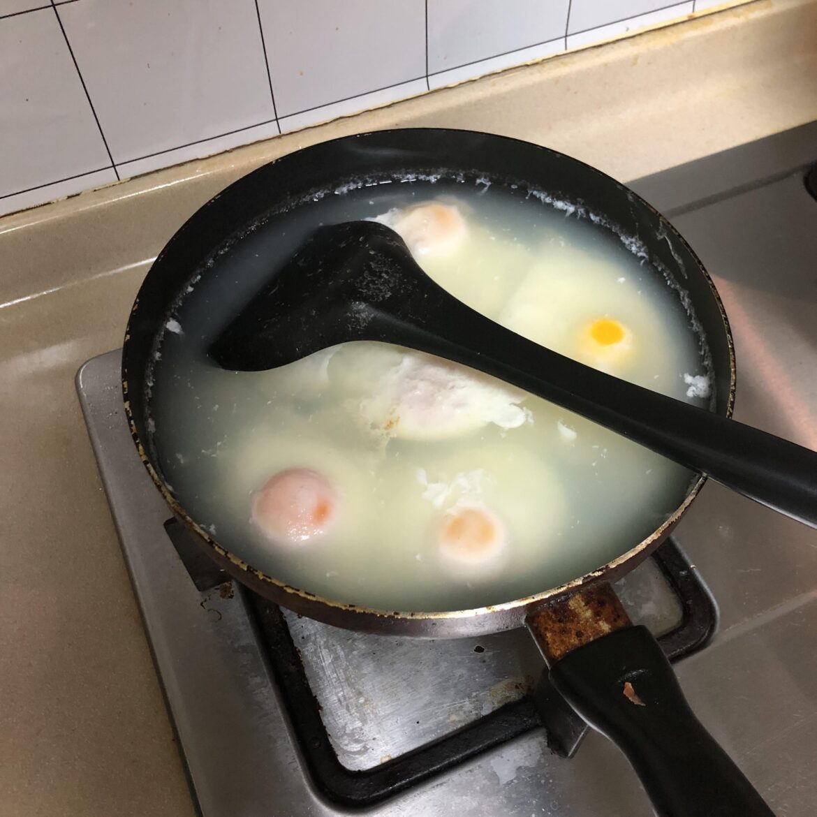 To answer questions on another post: this is my mom’s over night egg sugar water soup in a frying pan (original post was deleted)