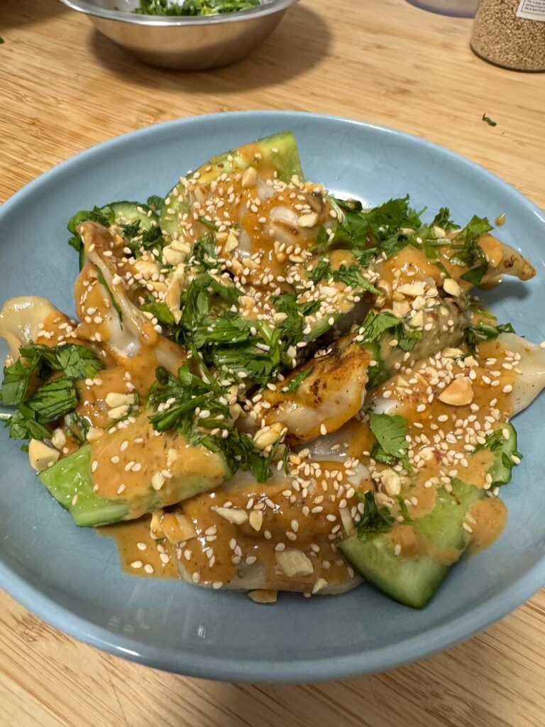 Dumpling and Smashed Cucumber Salad