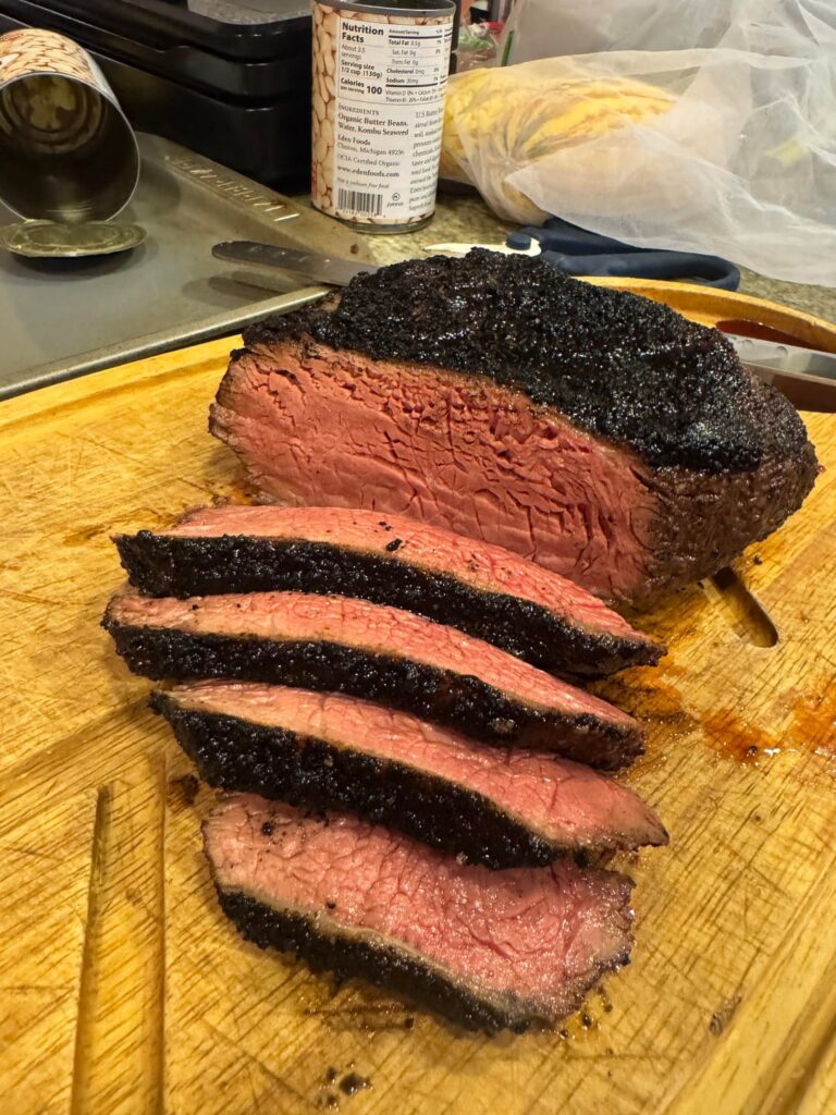 Picanha 137 for 6 hours, flame seared on grill with charcoal and a few hickory kindling to produce the flame. I personally like a black ish crust 😅