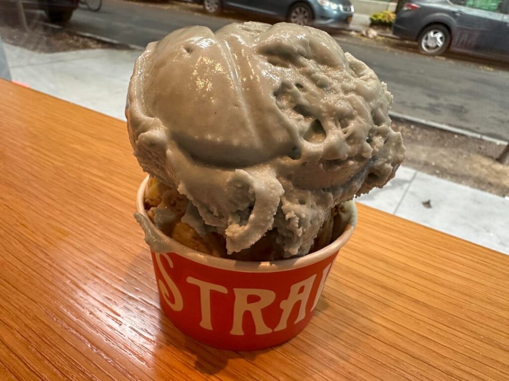 Salt & Straw double scoop - Double Bubble Toil and Trouble & Jack o’ Lantern Pumpkin Bread
