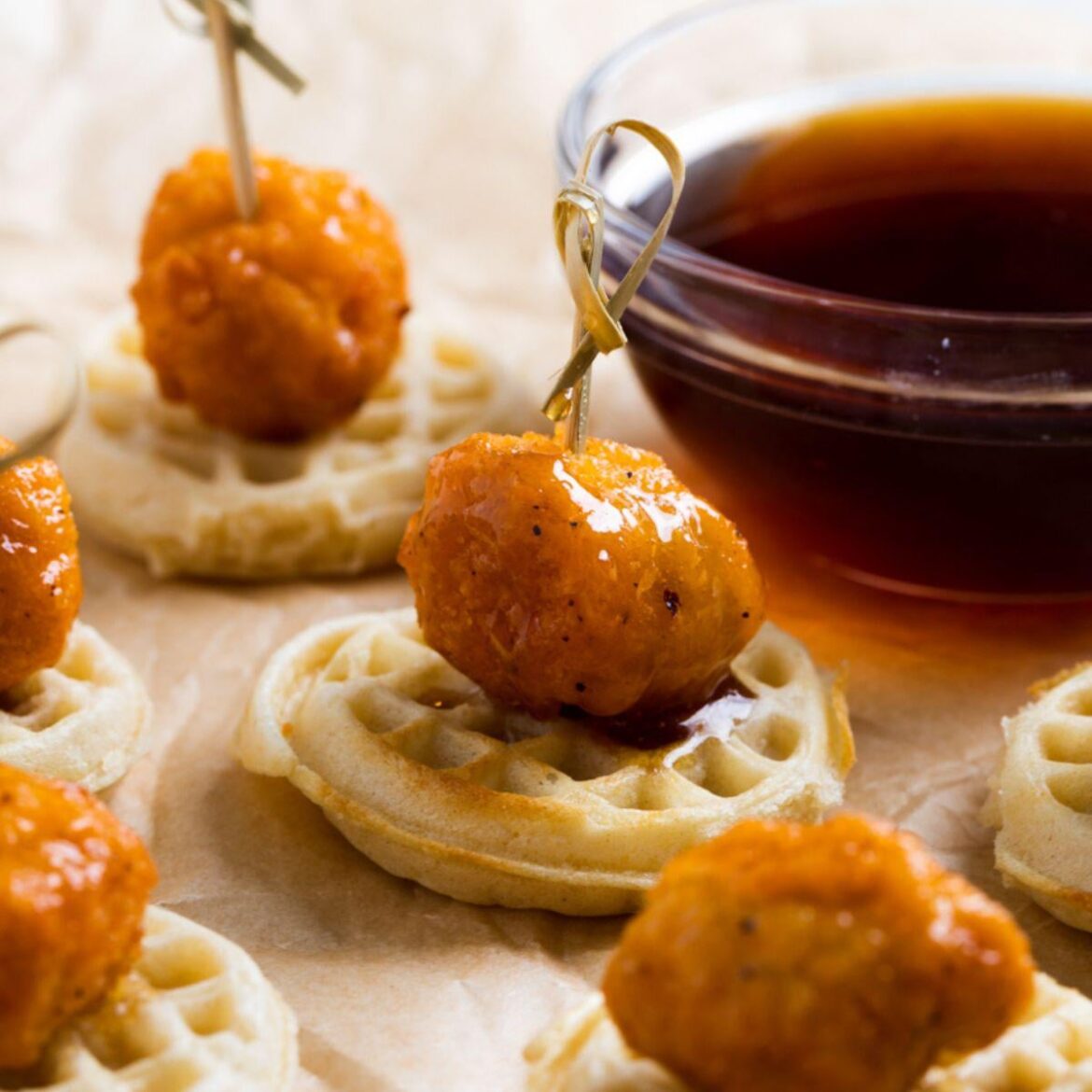 Mini Chicken and Waffles Bites