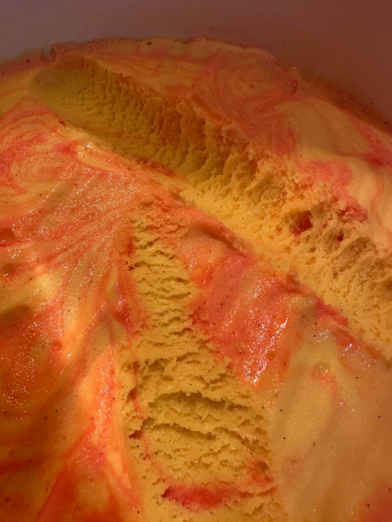 First time making ice cream! Saffron and rose syrup 🌹