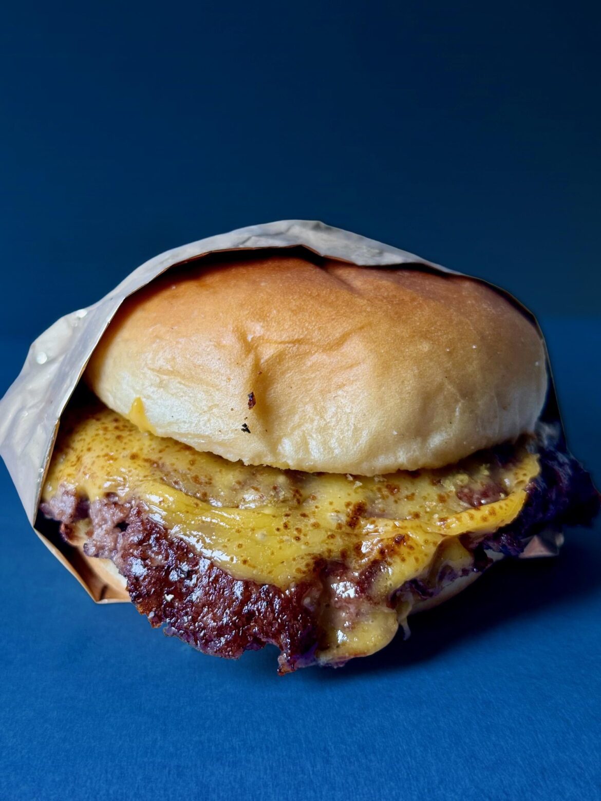 A little mid-week snack - Single smash, American, Kewpie, Dijon, King's Hawaiian bun.