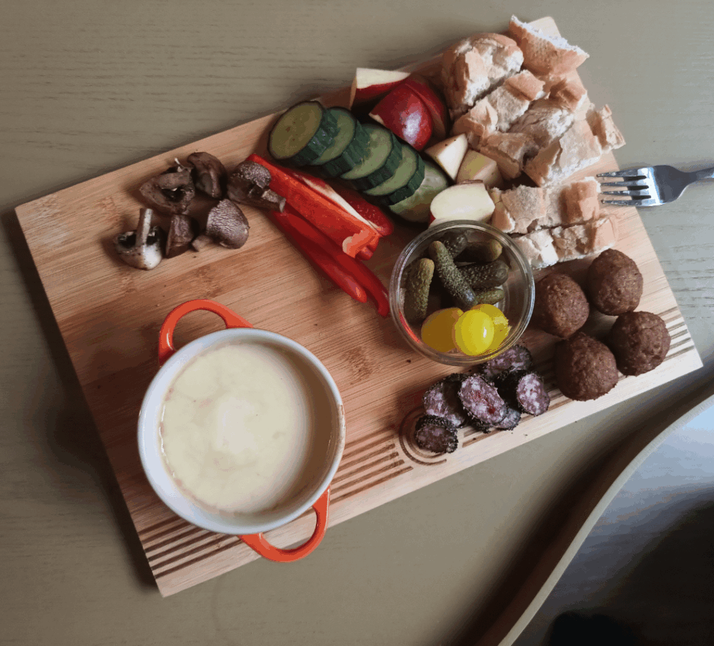 One person cheese fondue