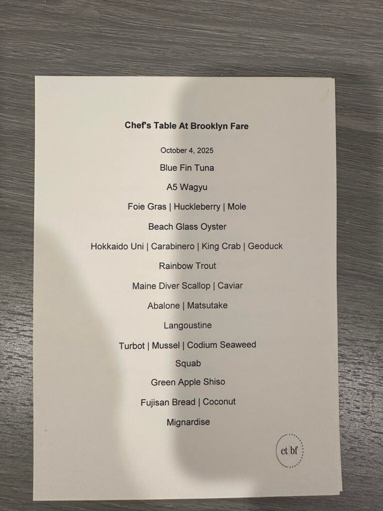 Chef’s Table at Brooklyn Fare (**)- NYC