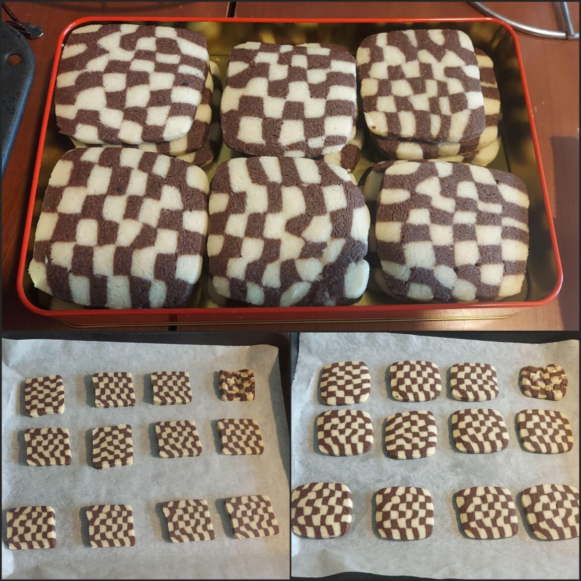 Checkerboard shortbread cookies