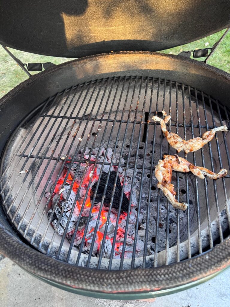 Frog legs on the egg