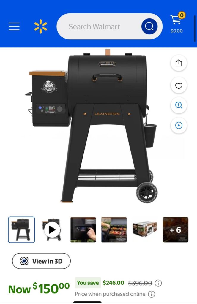 After a few weeks on fb market looking at used pellet smokers, I came across this deal at my local Walmart. Didn’t hesitate to cart and buy.