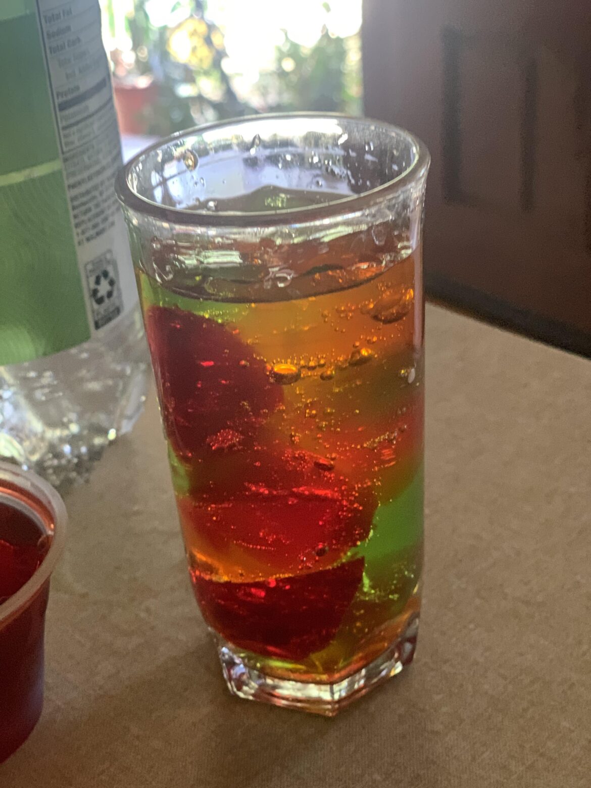 People liked this mocktail I used as a comment on a different sub so I thought I’d share.  Lava lamp drink. 10-15 calories & looks fun.