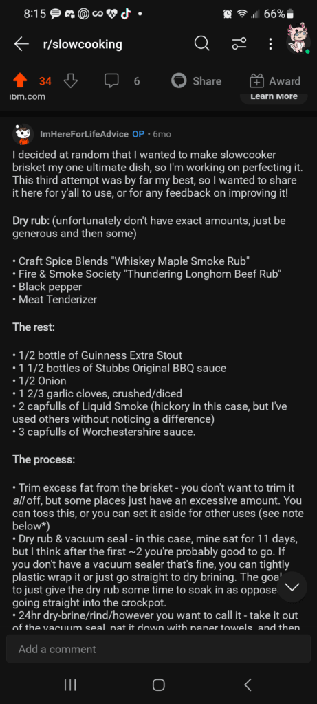 Help me find the rest of this brisket recipe