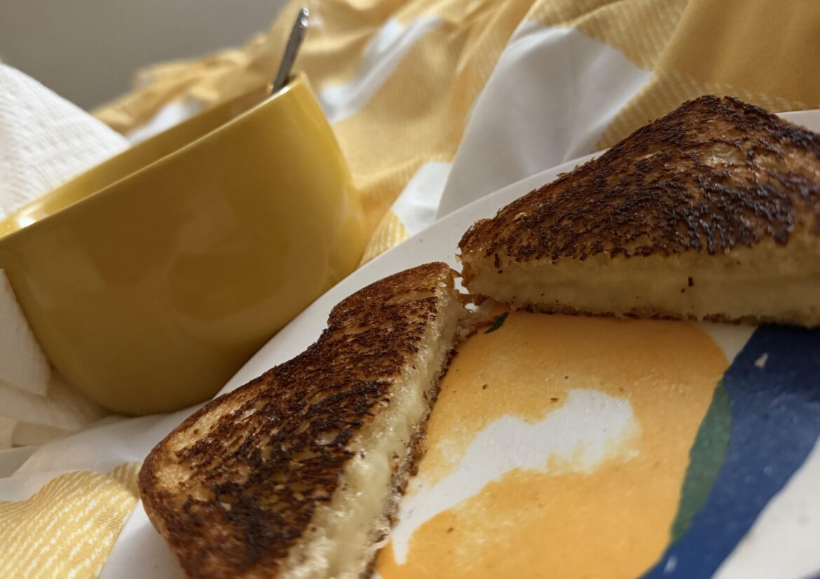 Grilled cheese and tomato soup (in bed, because I’m an animal)